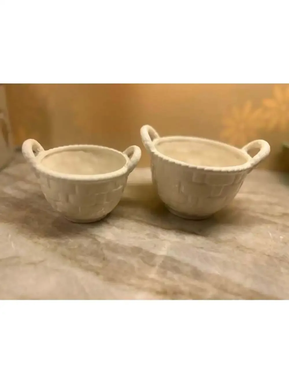 Home Essentials Basket Weave Ceramic Baskets Set of 2